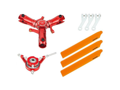 CNC Triple Orange Plastic Blades Conversion Set (RED) - OMP HOBBY M1 : MH-OMM1101TOR