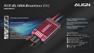 Align RCE-BL100A Brushless ESC (UNPACKAGED) : HES10001T-UP