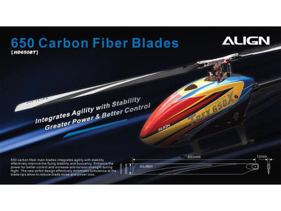 Align 650 Carbon Fibre Blades (White/Black) : HD650BT