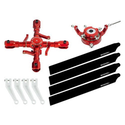 CNC Quad Carbon Plastic Blades Conversion Set (RED) - OMP Hobby M2 EVO : MH-M2EV101QBK