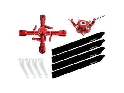 CNC Quad Carbon Plastic Blades Conversion Set (RED) - OMP Hobby M2 EVO : MH-M2EV101QBK