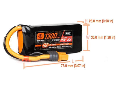 Spektrum 1300mAh 3S 11.1V Smart G2 30C IC3 : SPMX133S30