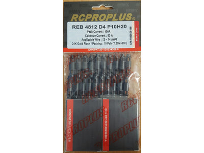 RCPROPLUS 4mm Connector (20M,20F,Black Housing,Orange Cap) : REB4812D4P10H