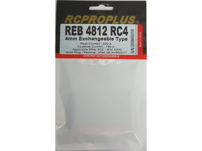 RCProPlus 4mm Car Connector with Plastic Housing Black/Red : REB4812RC4