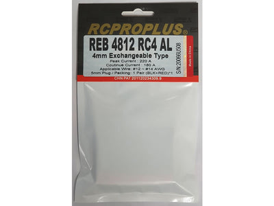 RCProPlus 4mm Car Connector with Alu Housing Black/Red : REB4812RC4AL