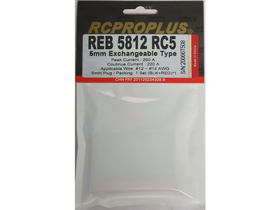 RCProPlus 5mm Car Connector with Plastic Housing Black/Red : REB5812RC5
