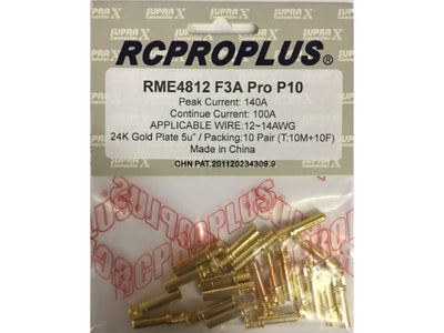 RC Pro Plus Supra-X 4mm Gold Connector (10M, 10F)
