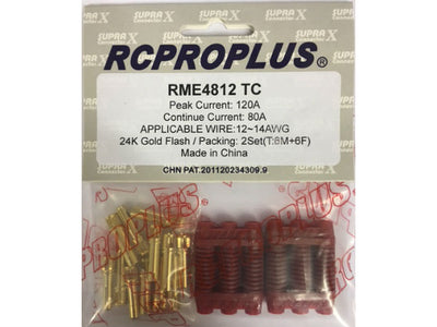 RC Pro Plus Supra-X Connector 4mm (6M, 6F, Red) (RME4812TC)